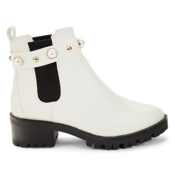 Karl Lagerfeld Pola Faux Pearl Studded Chelsea Boots 8.5 - Picture 8 of 9